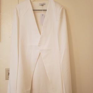 Anahi Off-White Luxe Long Cape Jacket